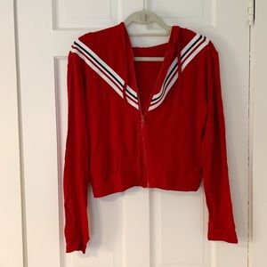 Zip-Up Hooded Lightweight Sweatshirt